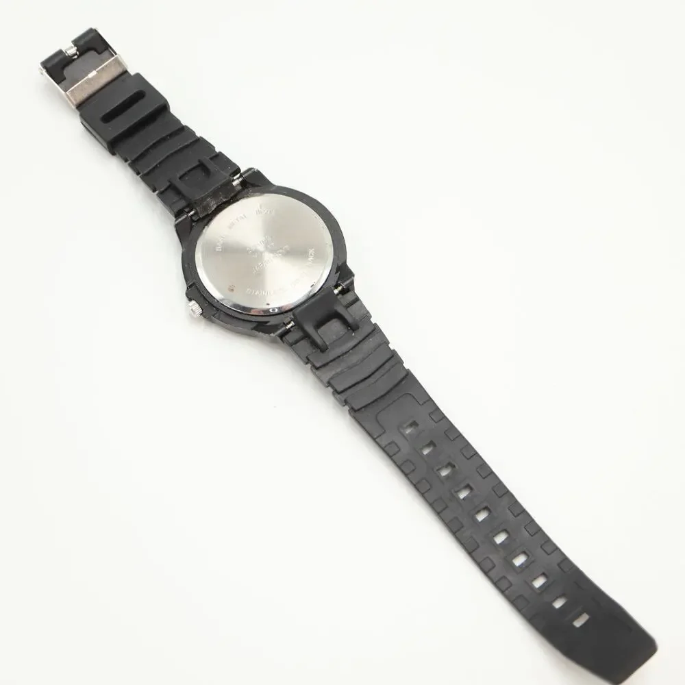 Mens 44mm Black White Easy Read Classic Sport Watch Black Band w New Battery